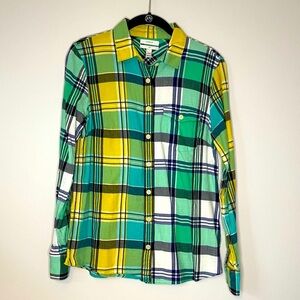 J.Crew Boy Fit Lightweight Button Down in Green Plaid